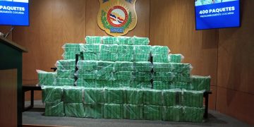 EN UNA CARGA QUE SIMULABA SER GUINEOS OCUPAN 400 PAQUETES SE PRESUME COCAÍNA