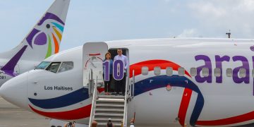 Vicepresidenta Raquel Peña encabeza recepción de la décima aeronave de Arajet