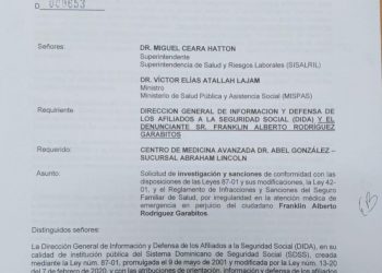 DIDA solicita sanción ante SISALRIL para clínica Abel González por alegada negación de asistencia médica en emergencia