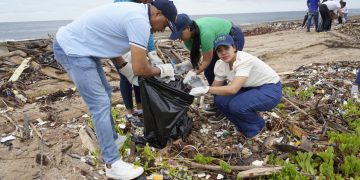 Colaboradores de OMSA recolectan más de 800 libras de basura en jornada de limpieza de playa